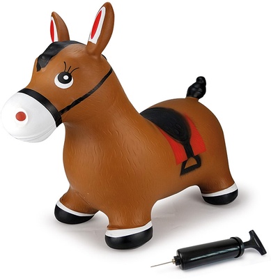 Caballo Saltarin Hinchable - Juguete Animal Marron con Bomba Incluida